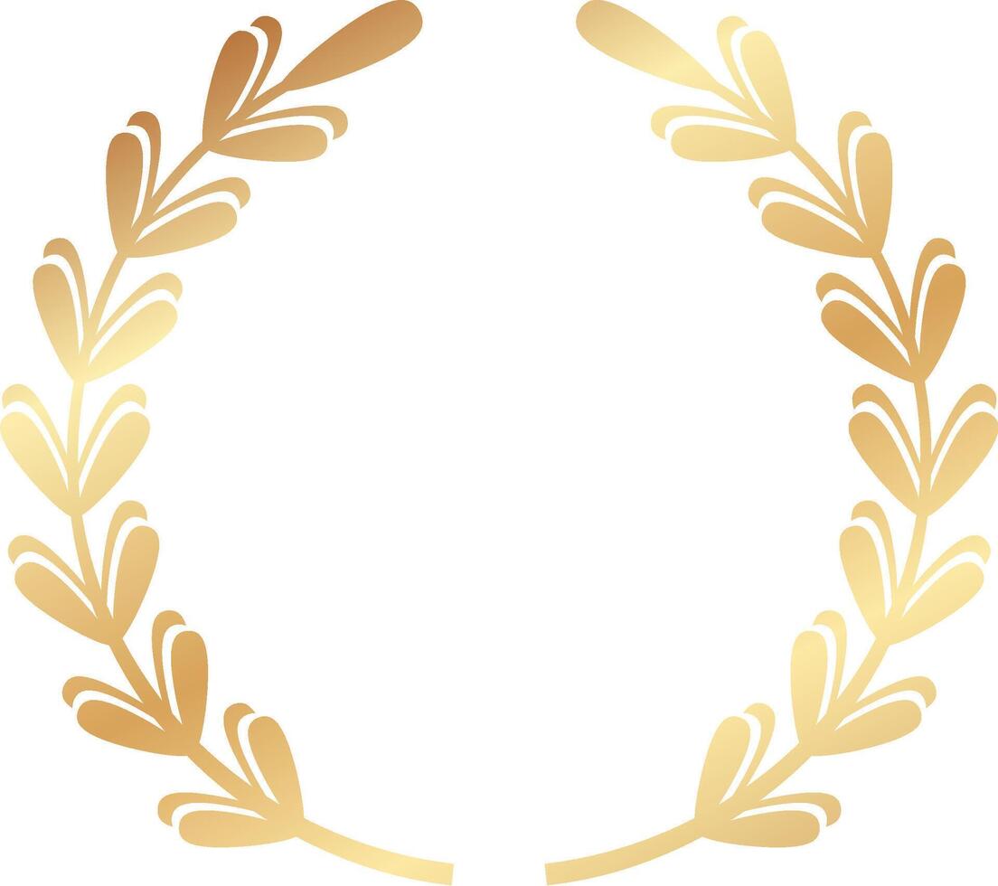 Circular golden laurel wreath featuring intricately detailed leaves, exuding sophistication and elegance against a pristine white background, perfect for celebrating achievement and honor vector