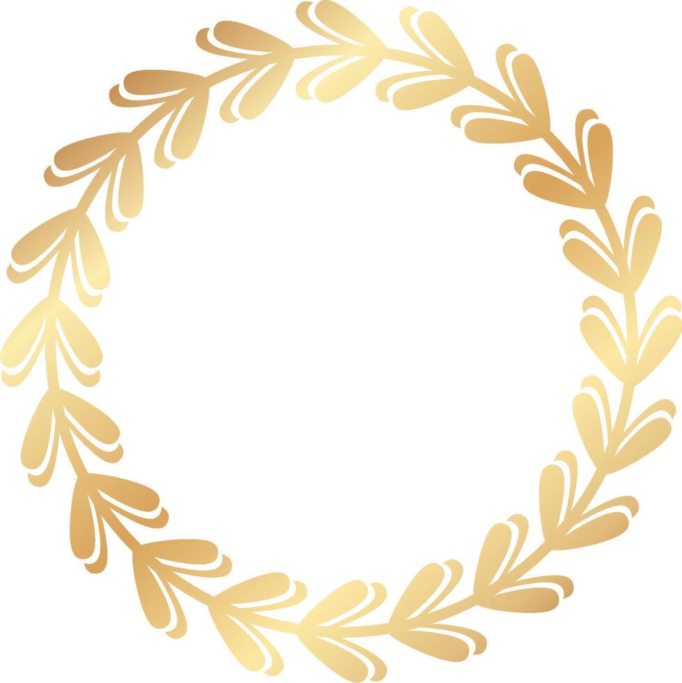 Circular golden laurel wreath with small leaves creating a sophisticated and elegant design, ideal for adding a touch of distinction to various projects vector