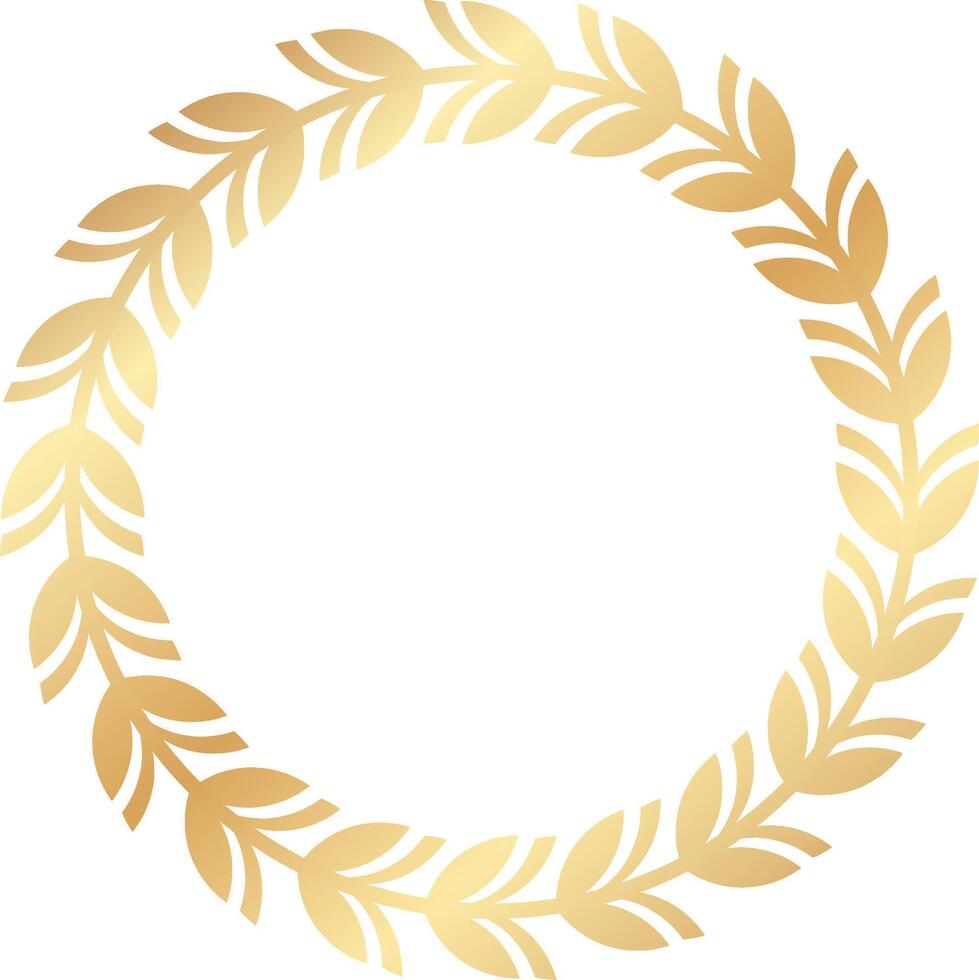 Circular golden laurel wreath representing success, victory, and achievement, serving as an ideal symbol for awards, logos, and emblems in various celebratory contexts vector