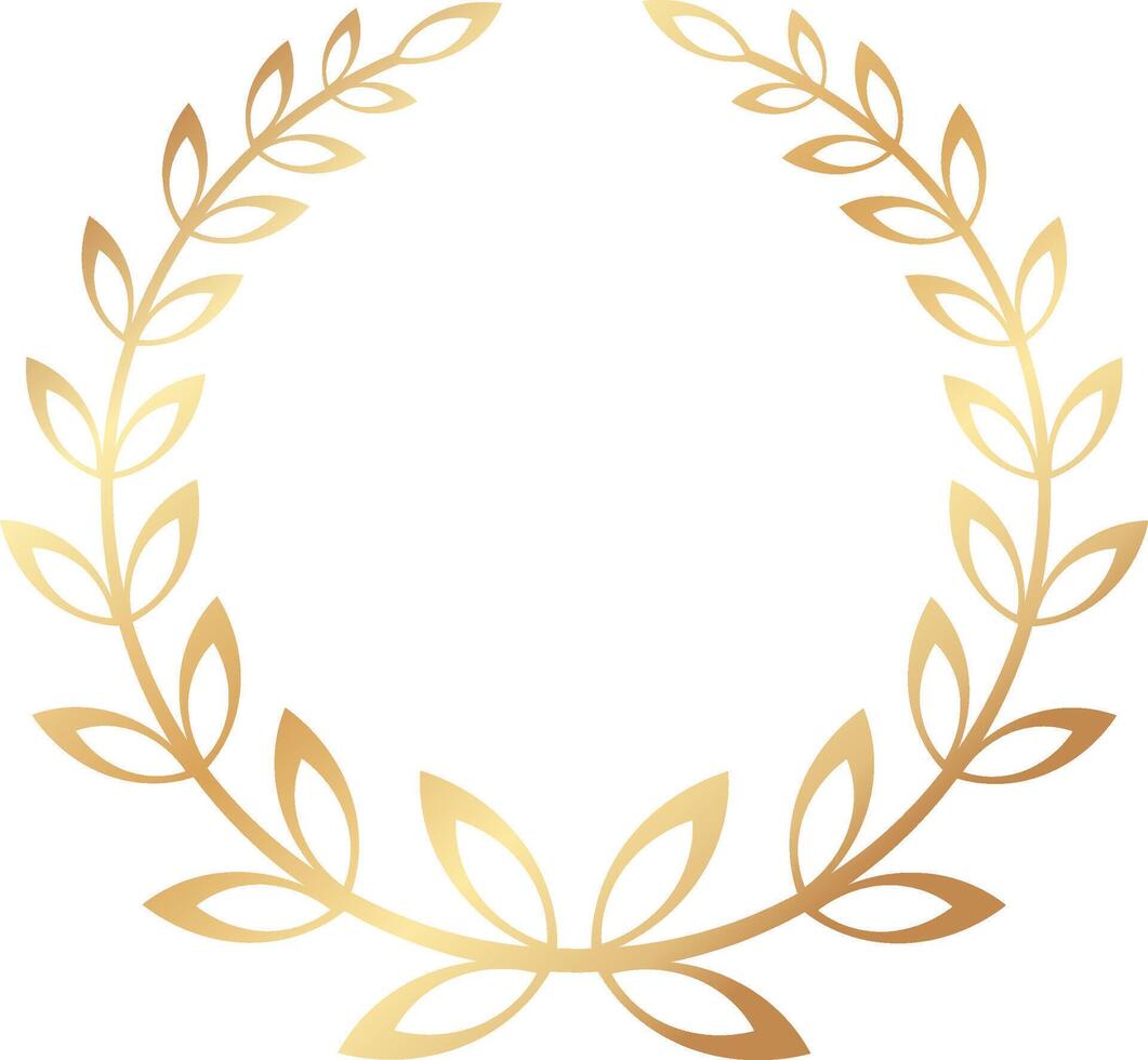 Circular golden laurel wreath representing victory, achievement, and honor, serving as an ideal choice for awards, logos, and various celebrations, embodying glory and success vector