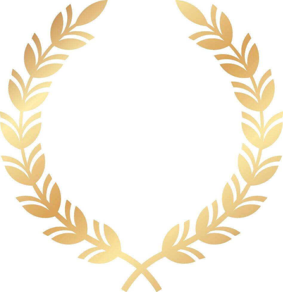 Circular golden laurel wreath, a symbol of victory, achievement, and honor, perfect for awards, logos, and emblems representing success and accomplishment vector