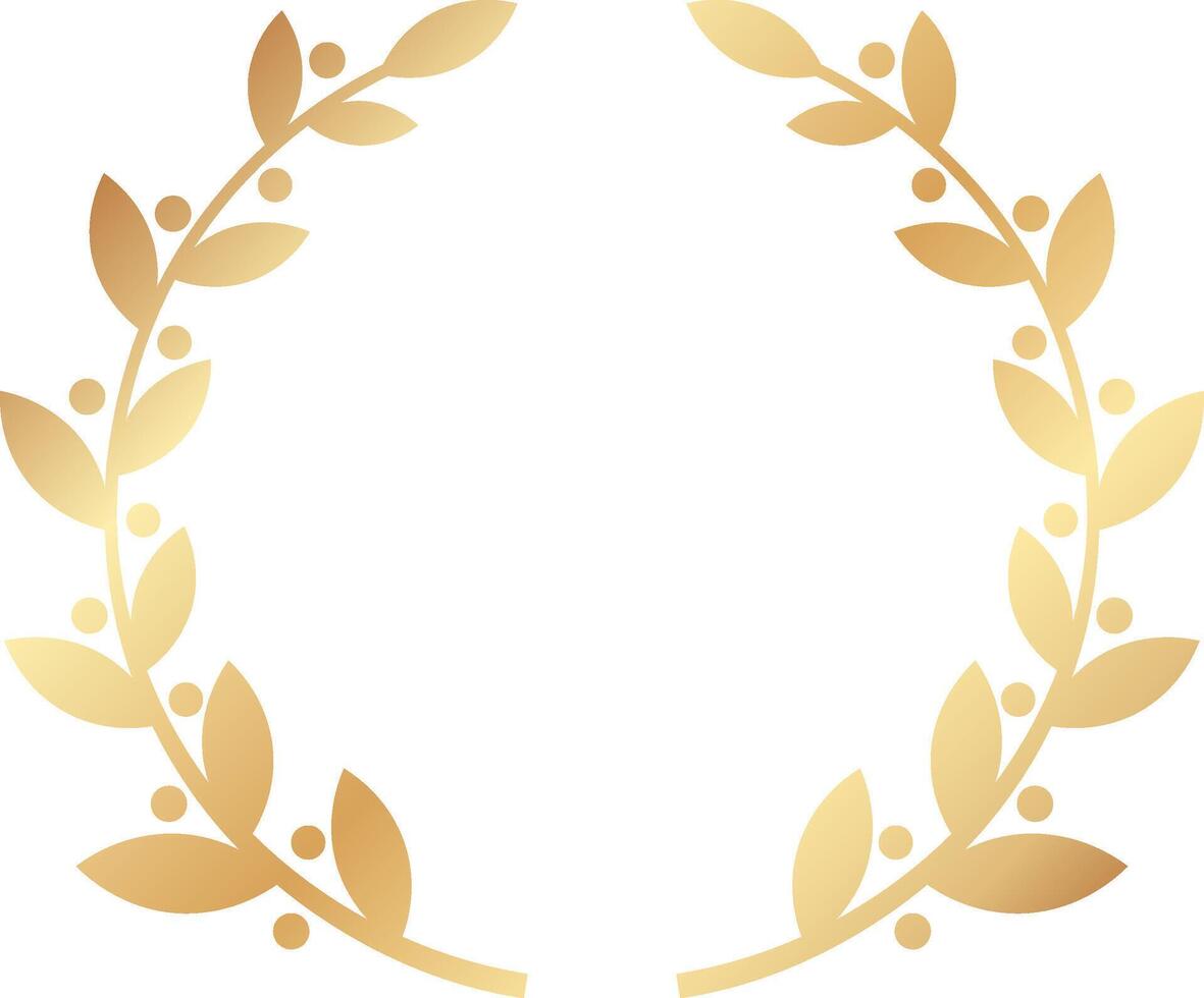 Circular golden laurel wreath symbolizing success, achievement, and victory, representing honor and glory. Ideal for awards, logos, and various decorative applications vector
