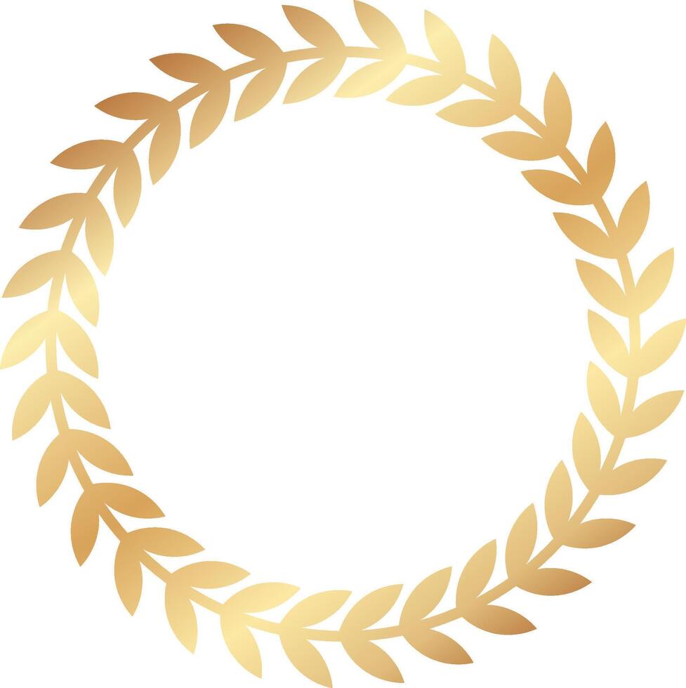 Circular golden laurel wreath symbolizing success, achievement, and victory, perfect for awards, logos, and emblems representing excellence and triumph vector