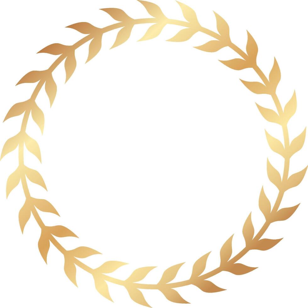 Circular golden laurel wreath symbolizing victory, achievement, and excellence, perfect for awards, logos, and emblems, creating a sense of prestige and accomplishment vector