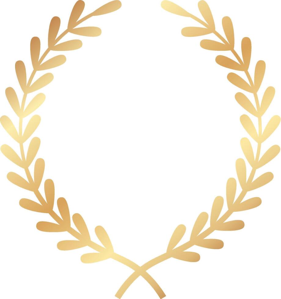 Circular golden laurel wreath, symbolizing victory and achievement, exuding sophistication and elegance while serving as a timeless design element for various celebrations and awards vector