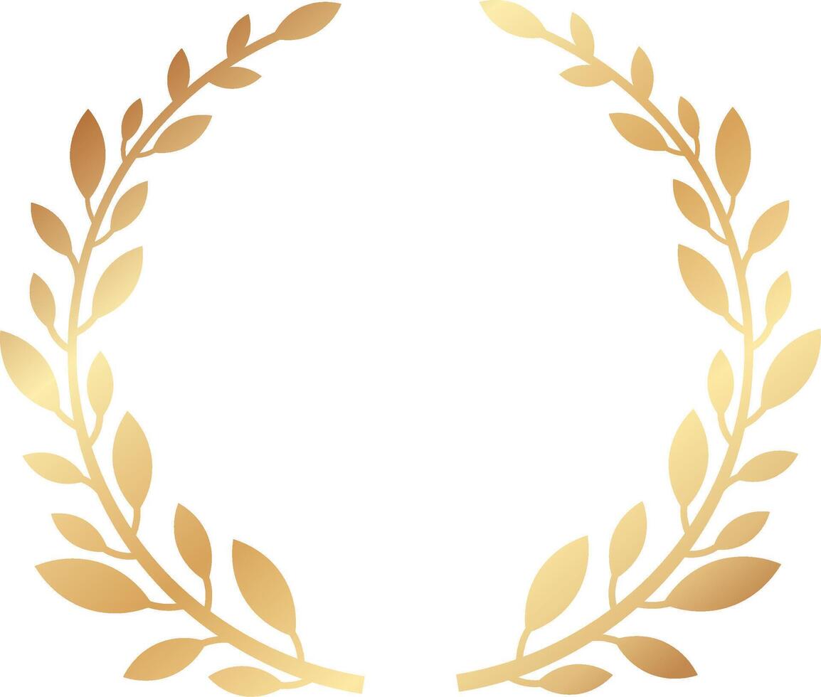 Circular golden laurel wreath representing victory, achievement, and honor, serving as an ideal choice for awards, celebrations, and various commemorative designs vector