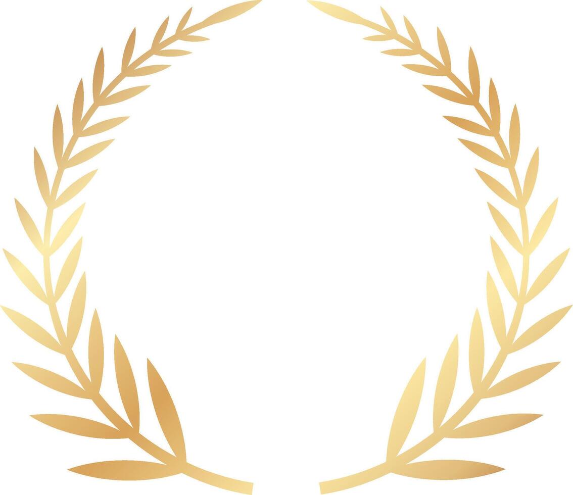 Circular golden laurel wreath representing success, achievement, and victory, serving as an ideal symbol for awards, logos, and emblems celebrating triumph and excellence vector