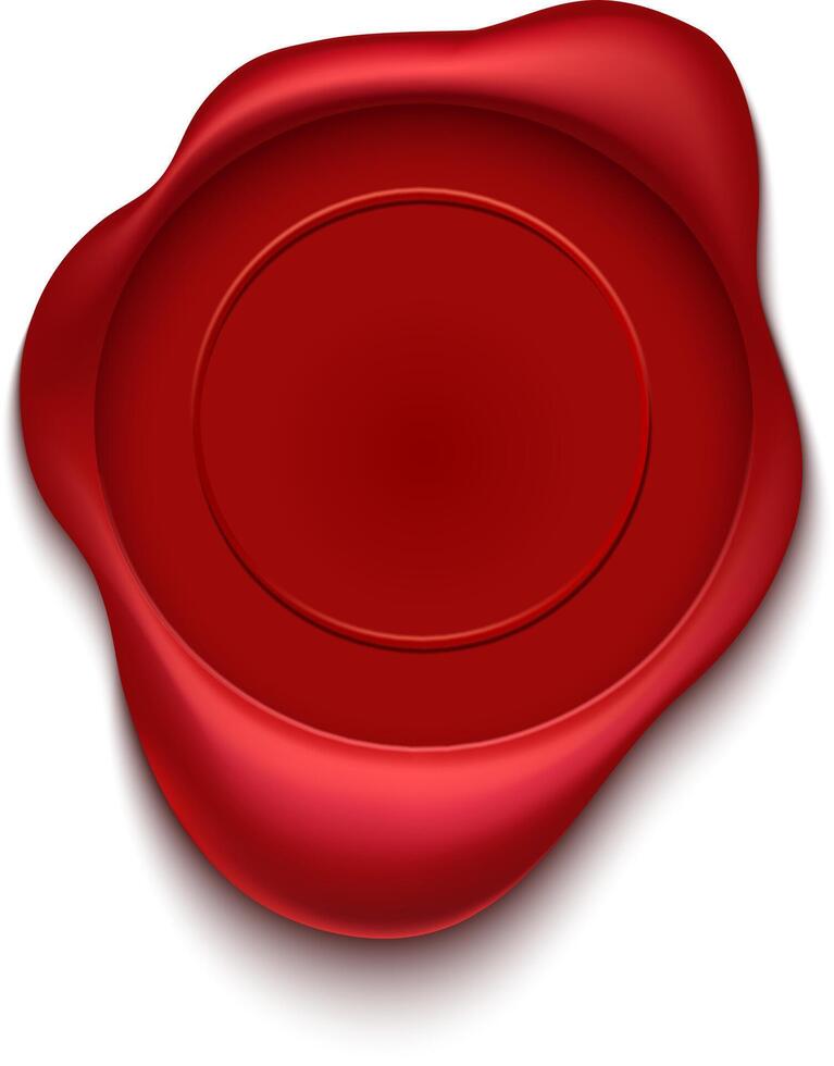 Red wax seal with empty space for text is guaranteeing authenticity and security, creating a vintage and classic look for documents, contracts, and letters vector