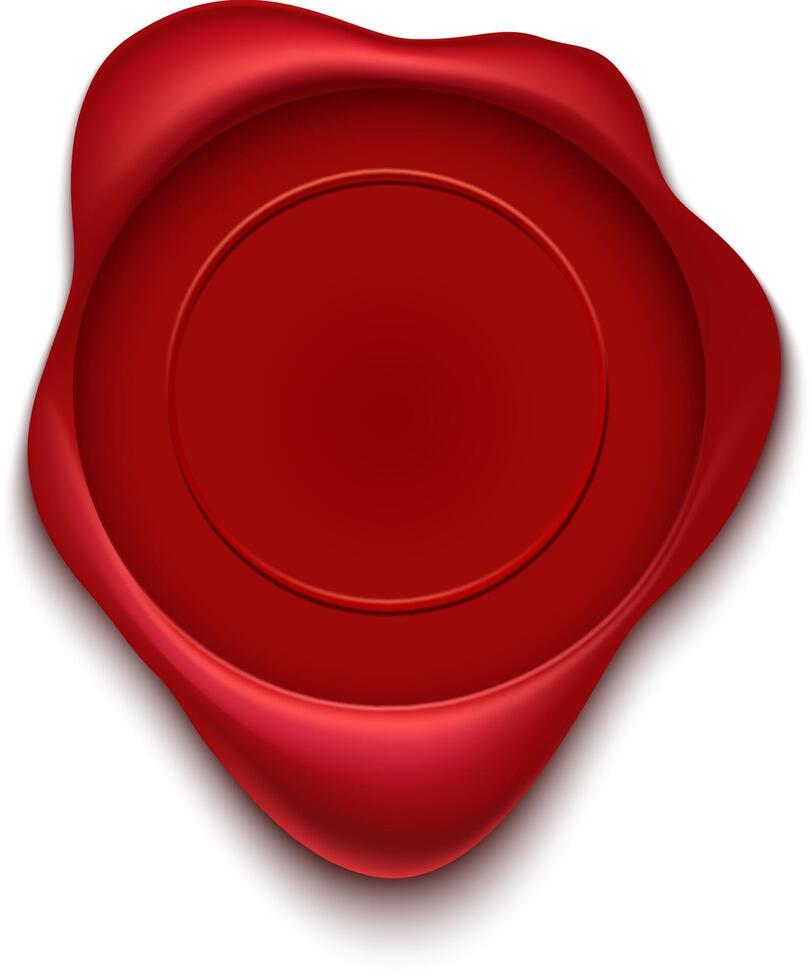Red wax seal dripping on a white background, providing ample copy space while symbolizing the authenticity and security of important documents or agreements vector