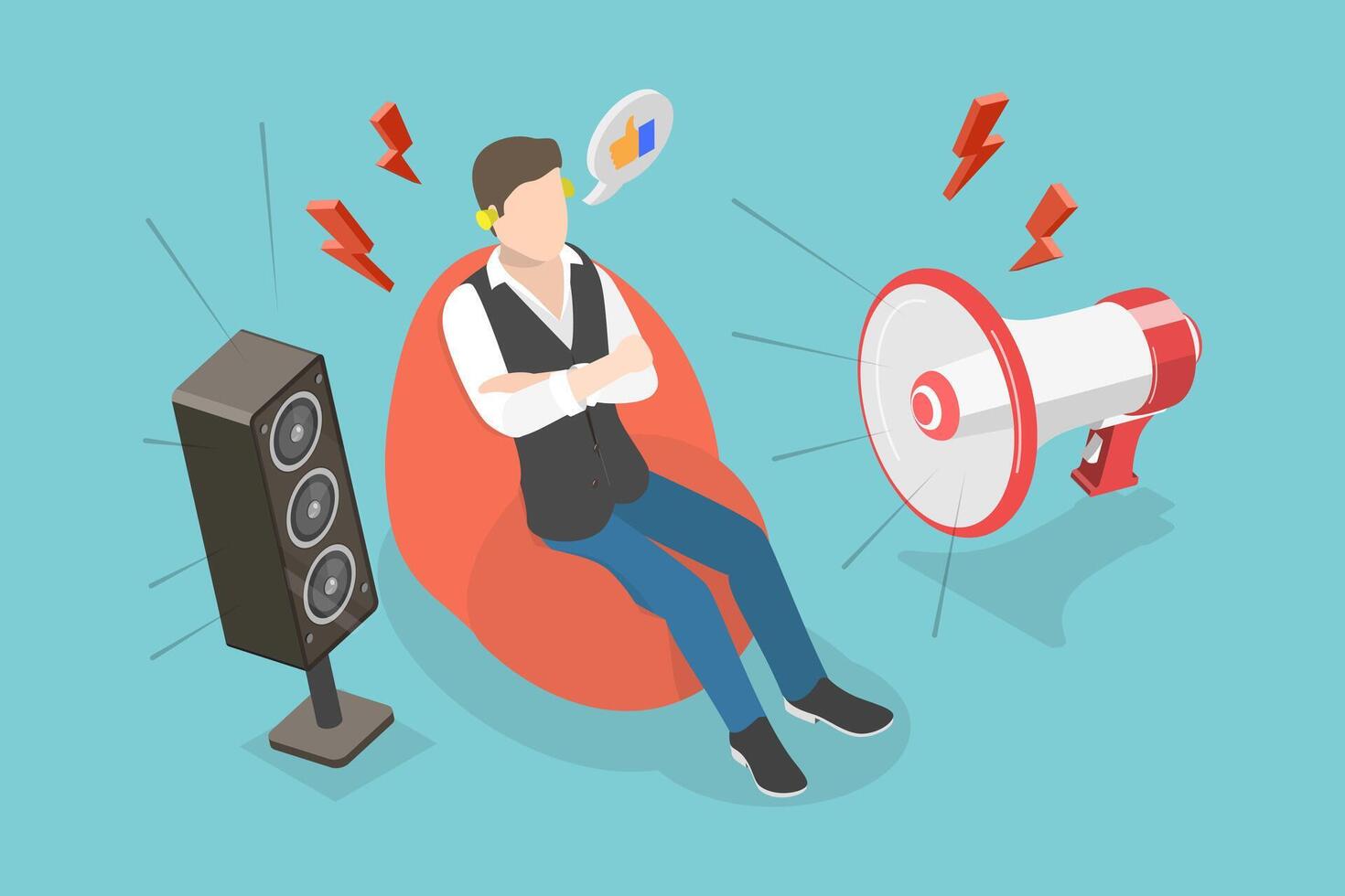 3D Isometric Flat Conceptual Illustration of Earplugs, Safe Protect Against Extraneous Sounds vector