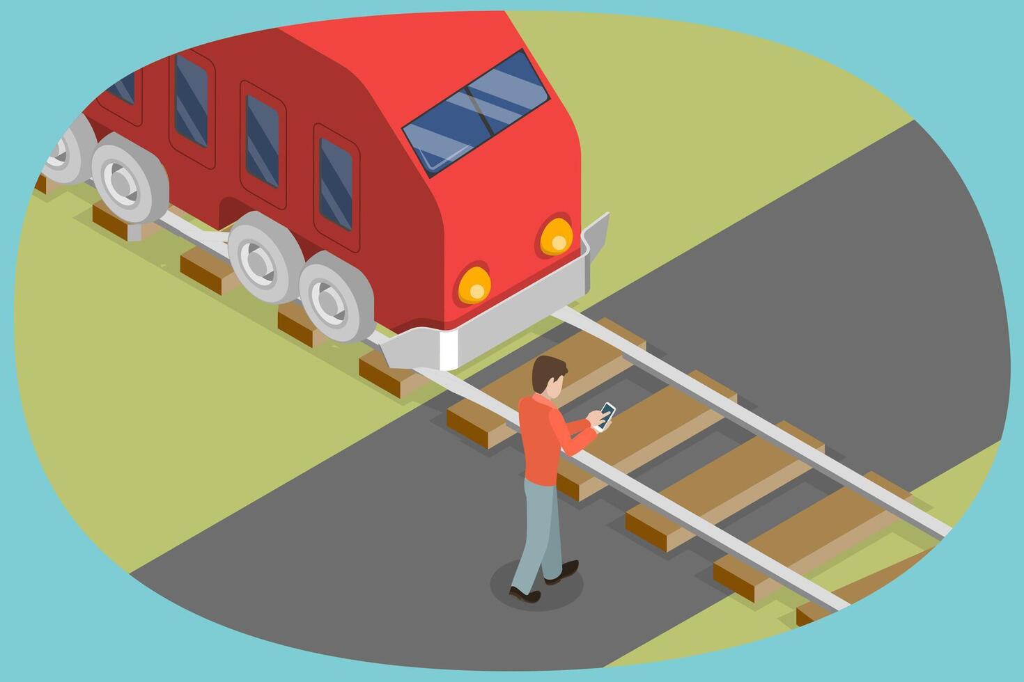 3D Isometric Flat Conceptual Illustration of Railroad Safety Rules, Keep Back From Platform Edge vector