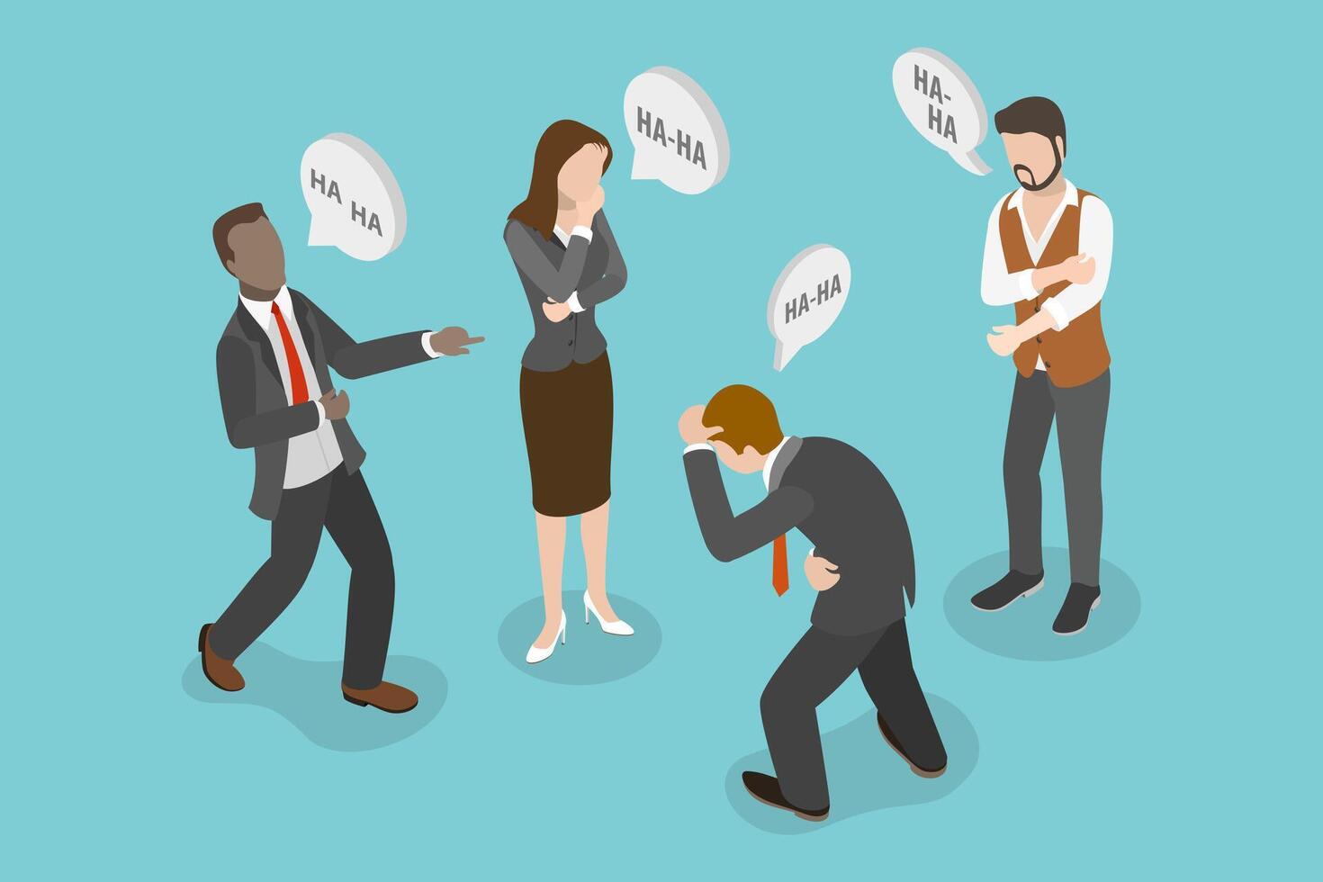 3D Isometric Flat Conceptual Illustration of Joke, Laughing People vector