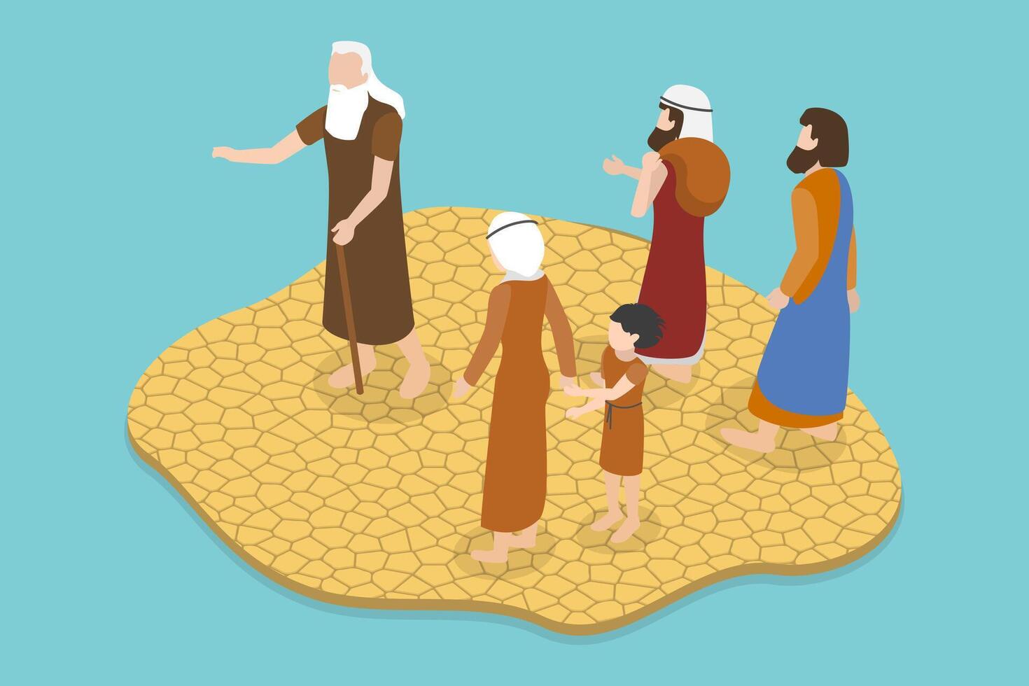 3D Isometric Flat Conceptual Illustration of Biblical Moses Prophet, Bible Narratives vector