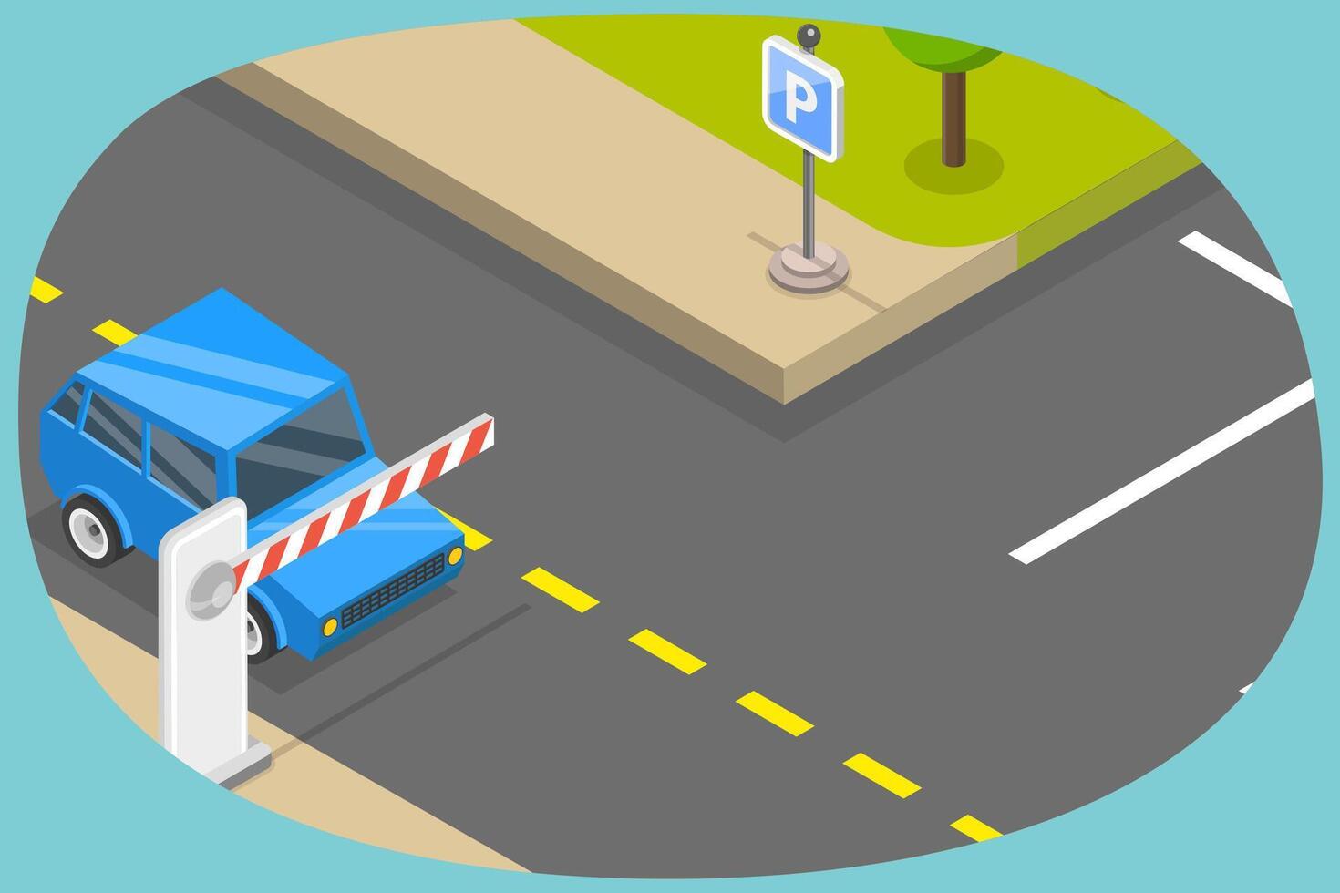 3D Isometric Flat Conceptual Illustration of Parking Barrier Gate, Paid Parking Lot vector
