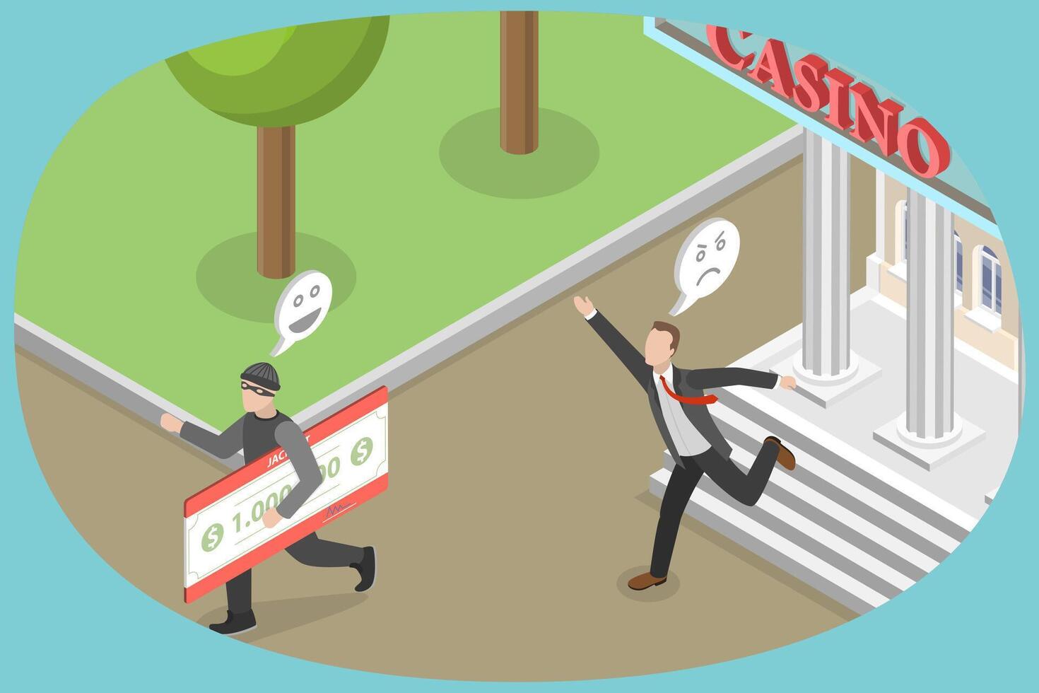 3D Isometric Flat Conceptual Illustration of Robbery, In Pursuit of the Robber vector