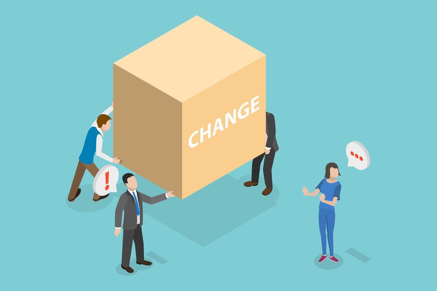 3D Isometric Flat Conceptual Illustration of Status Quo Bias, Rejection of a New Experience vector