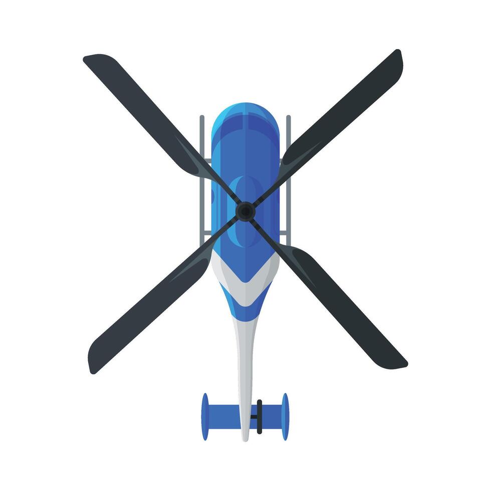 Flying Blue Helicopter, View from Above, Air Transport Illustration vector