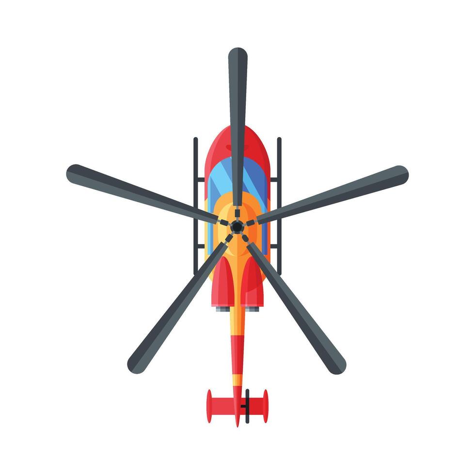 Flying Civil Helicopter, Top View, Air Transport Illustration vector