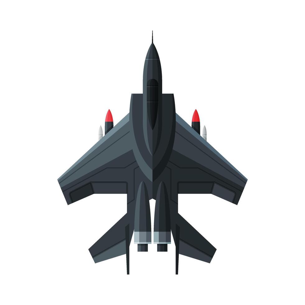 Jet Military Aircraft, Airplane View from Above, Air Transport Illustration vector