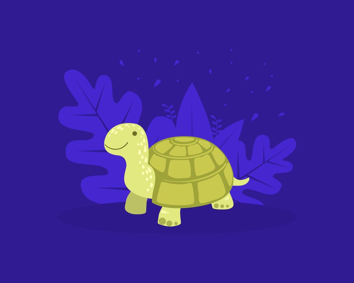 Cute Turtle, Cheerful Tortoise Reptile Animal Cartoon illustration vector