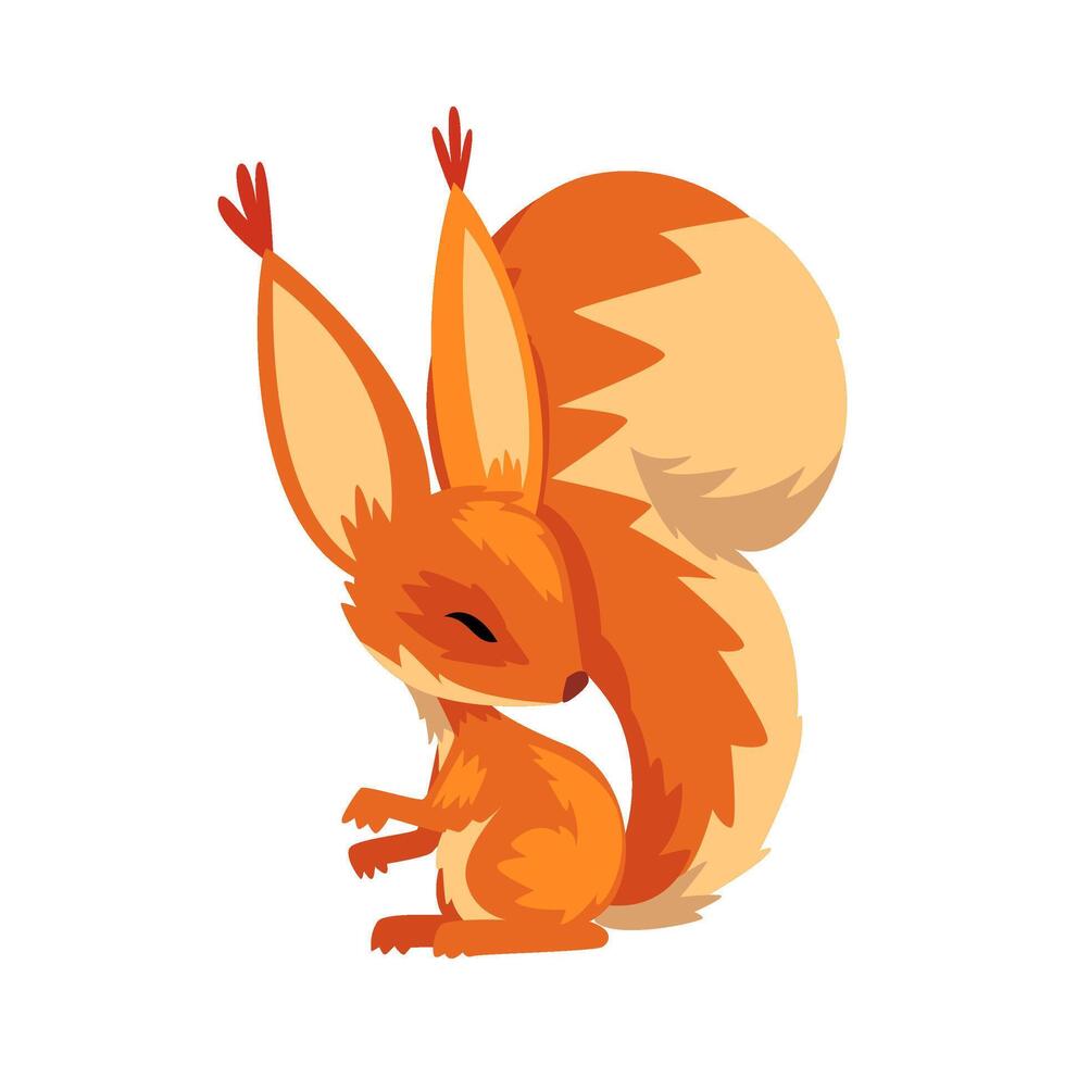 Cute Squirrel, Funny Little Orange Rodent Animal Cartoon Character illustration vector