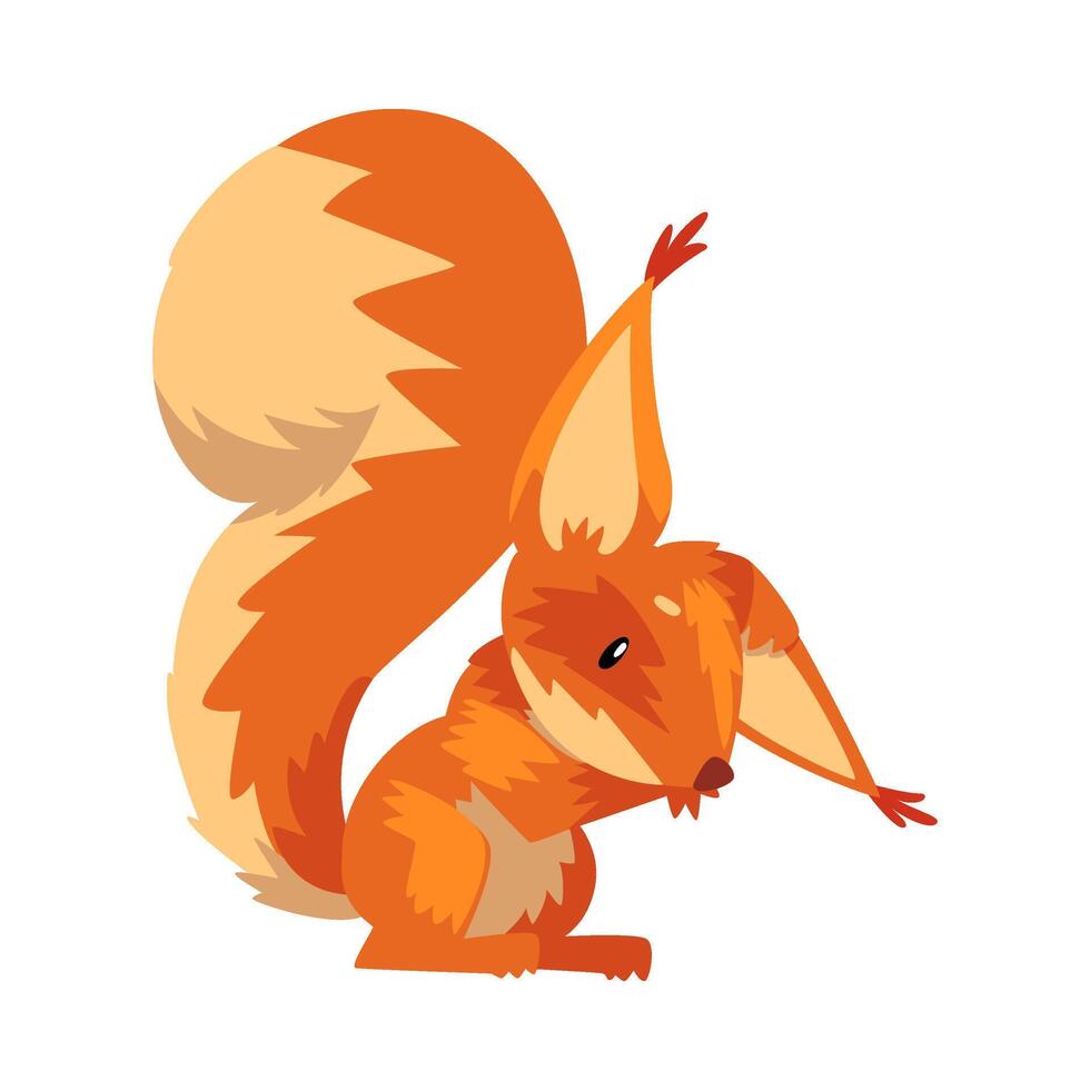 Cute Funny Squirrel, Little Orange Rodent Animal Cartoon Character illustration vector