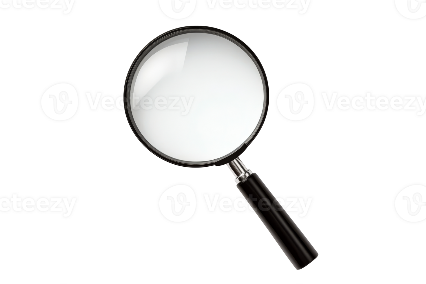 Magnifying glass with black handle on transparent background png
