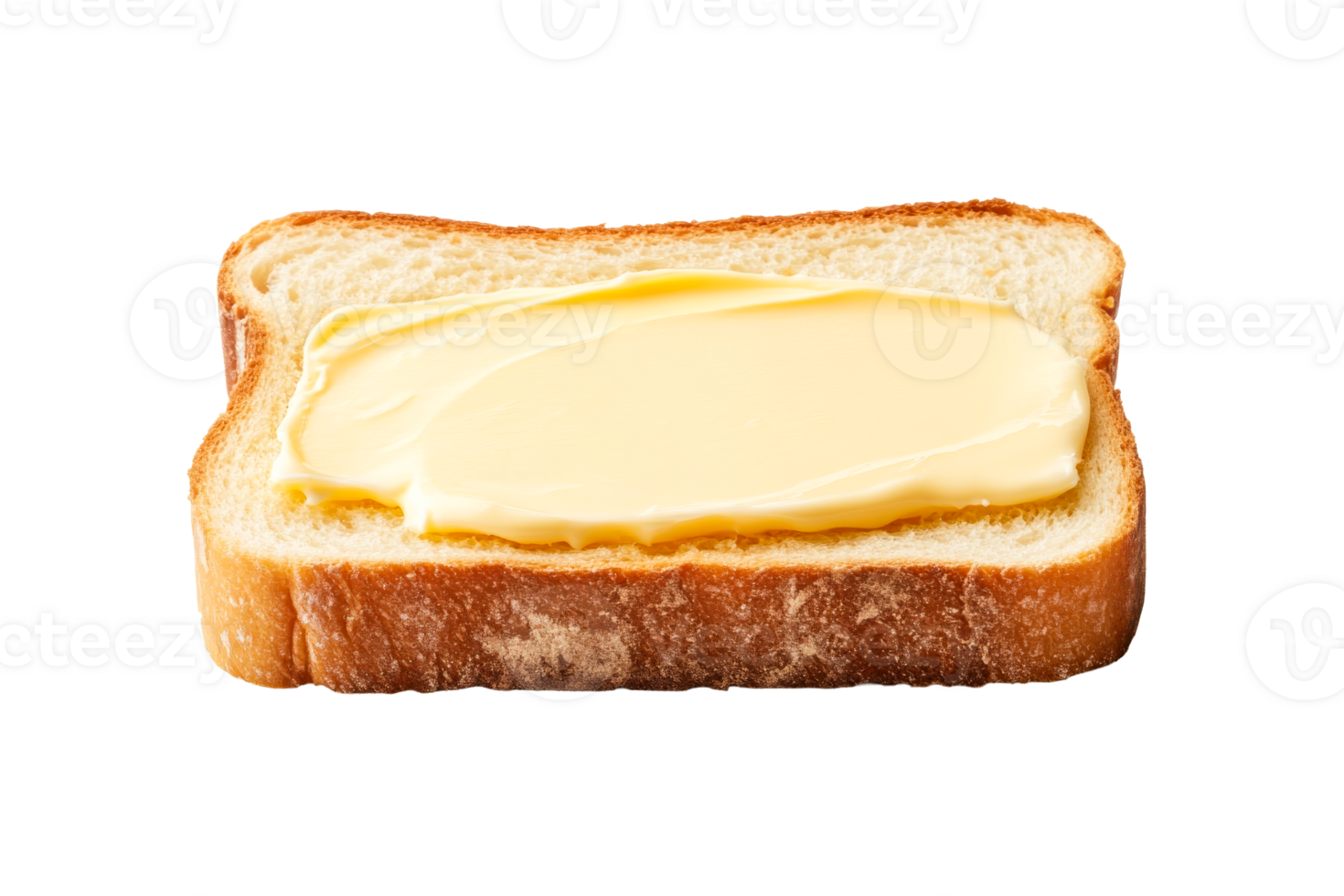 Sliced bread with creamy butter spread on top png