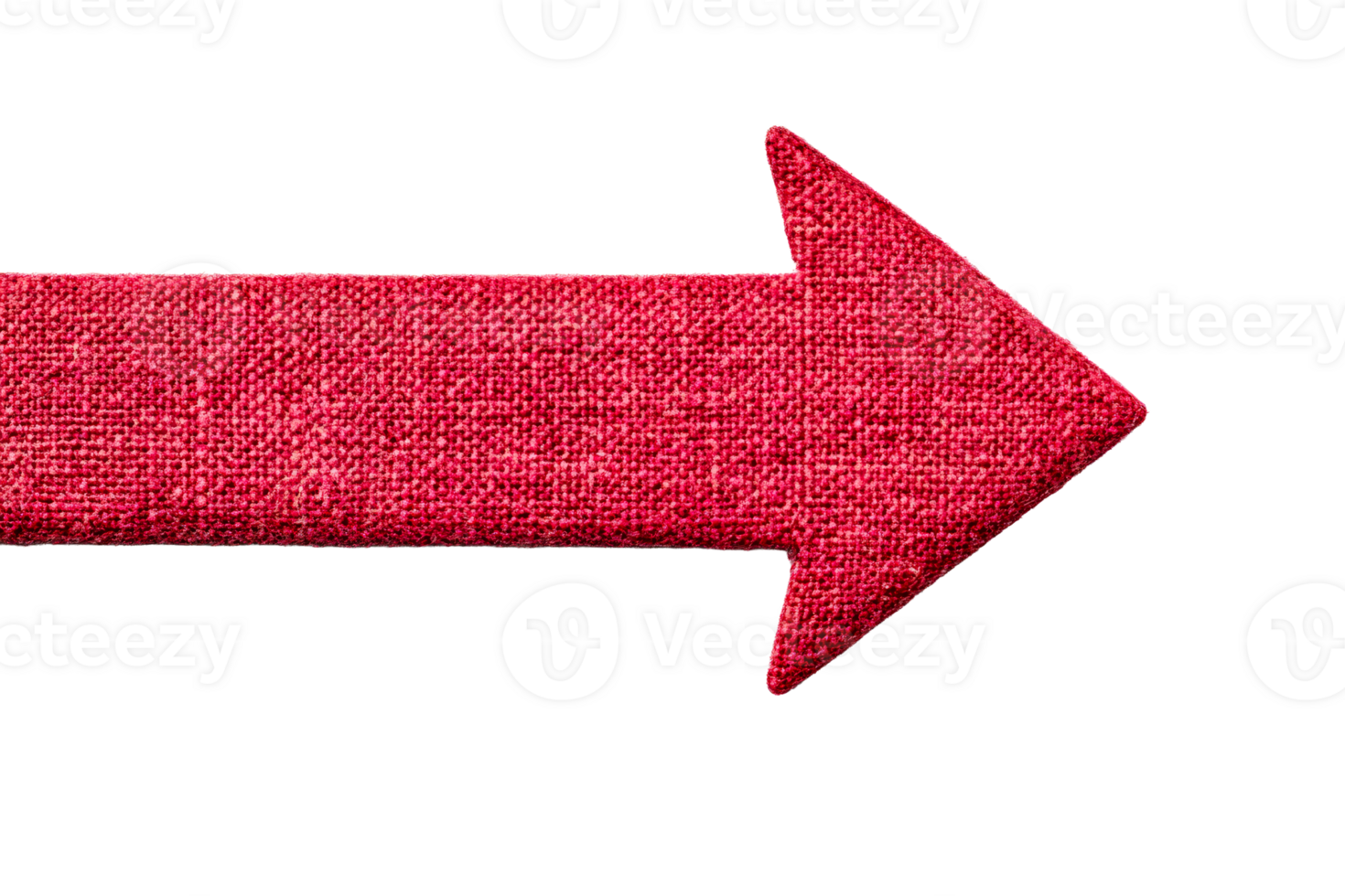 A vibrant red arrow made of textured fabric points to the right png