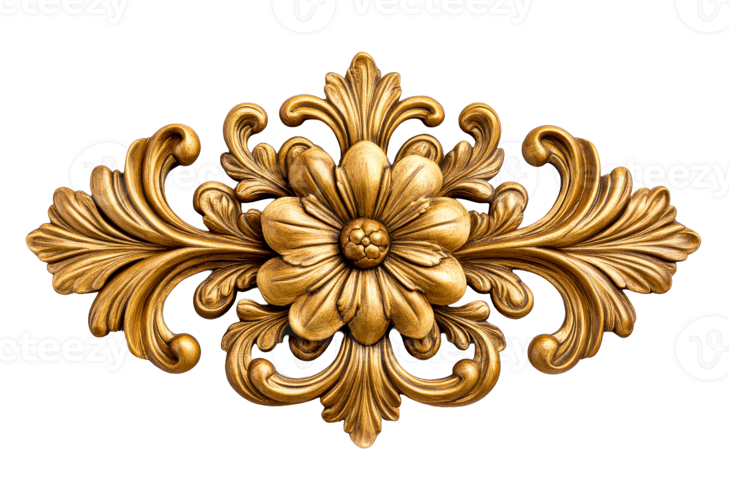 Intricate floral design with gold details on clear background png