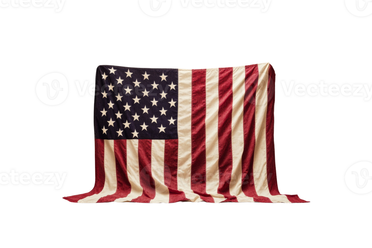 Historic American flag displayed on a transparent background png