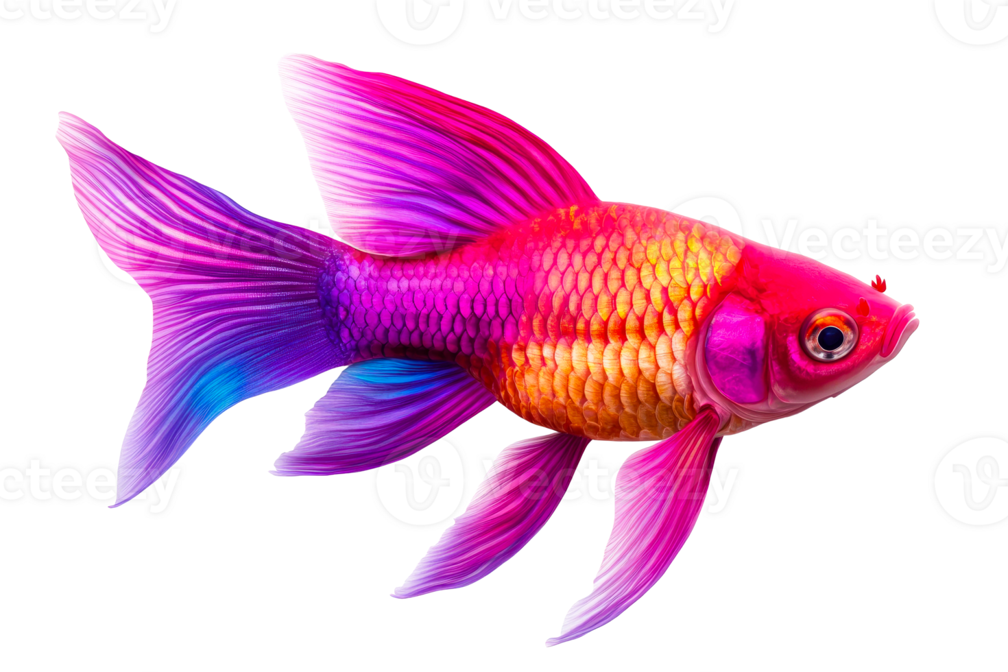Colorful goldfish with vibrant fins on clear background png