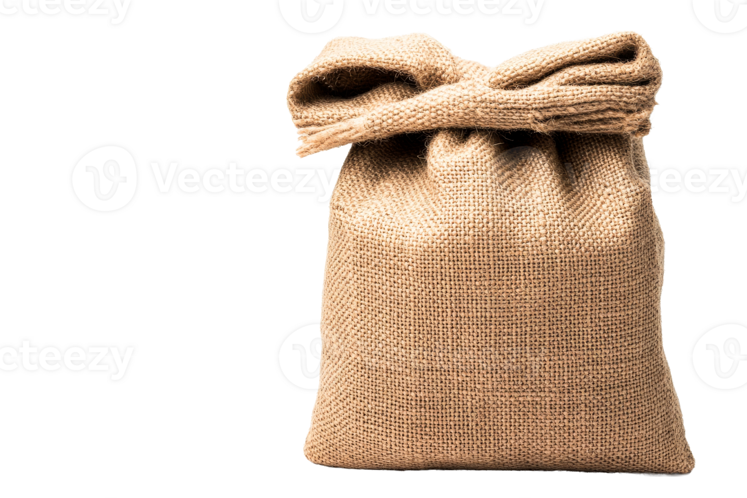 Burlap sack filled with natural materials on a transparent background png