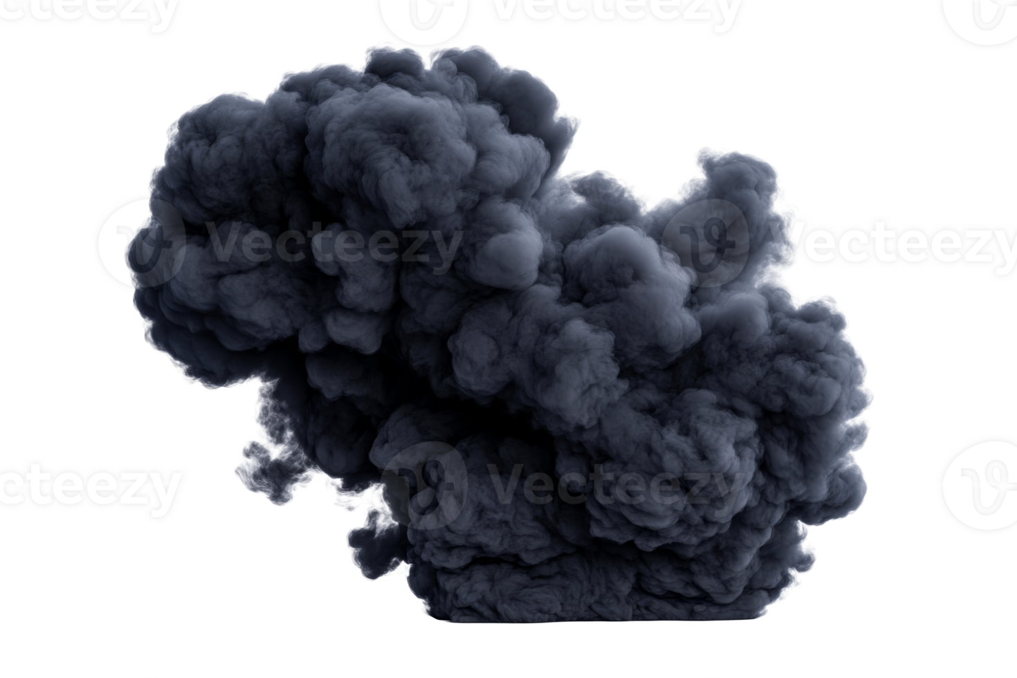 Dark smoke cloud rising against a transparent background png