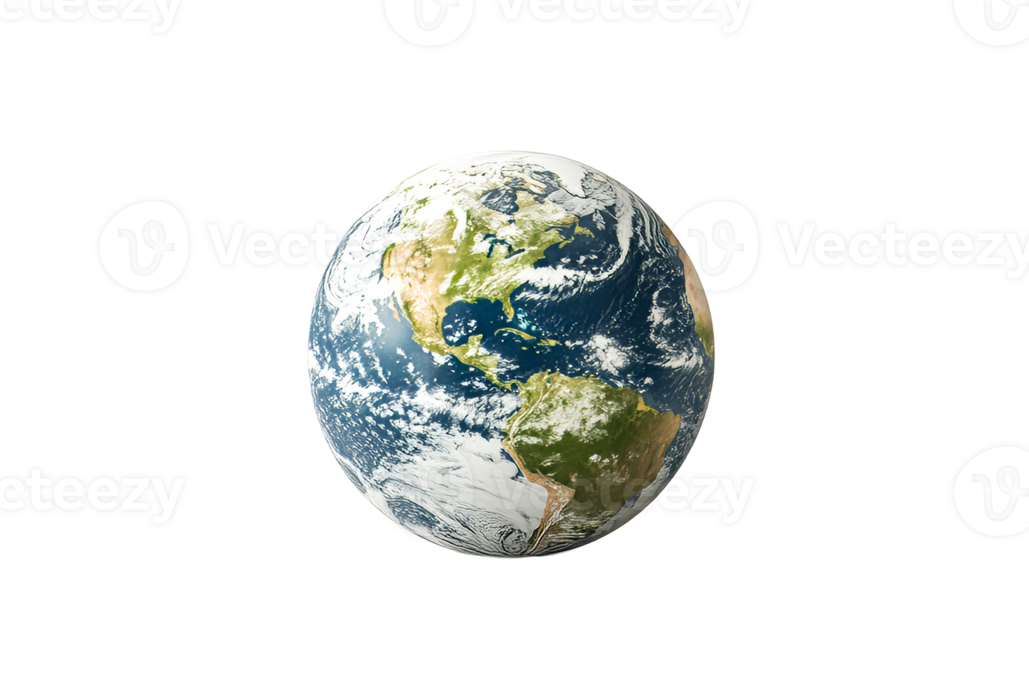 Planet Earth viewed from space with detailed land and ocean features png
