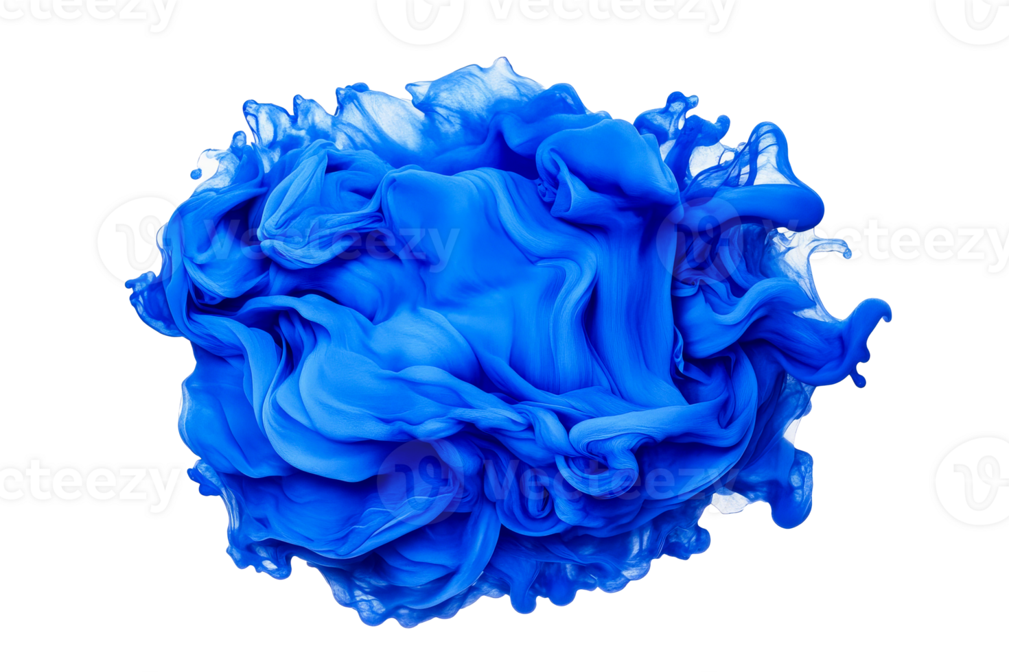Vibrant blue ink swirl with transparent background png