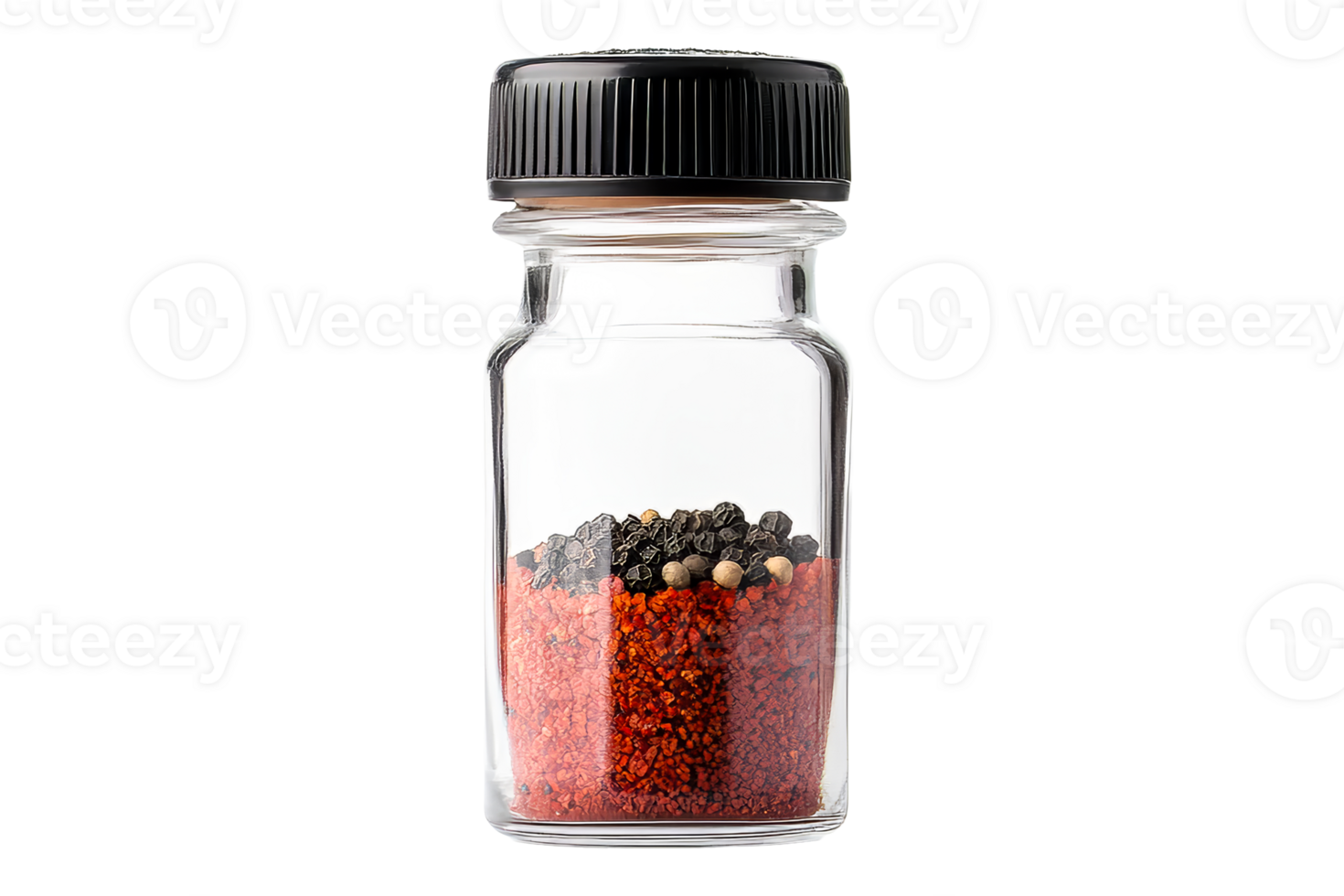 Spice jar filled with various seasonings on transparent background png