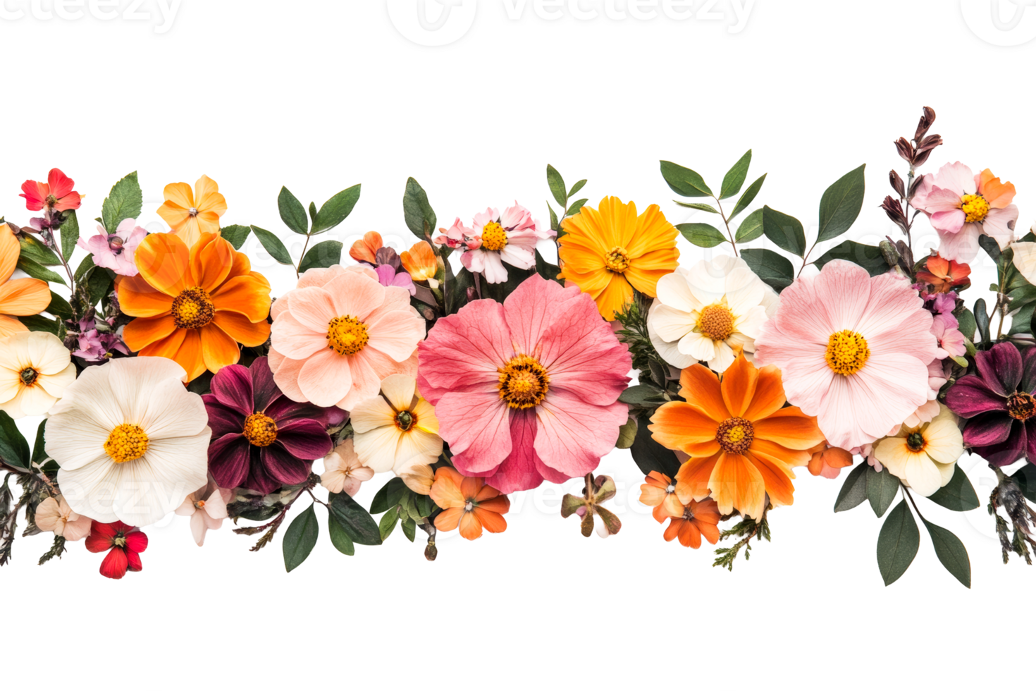 Colorful floral arrangement on a transparent background png