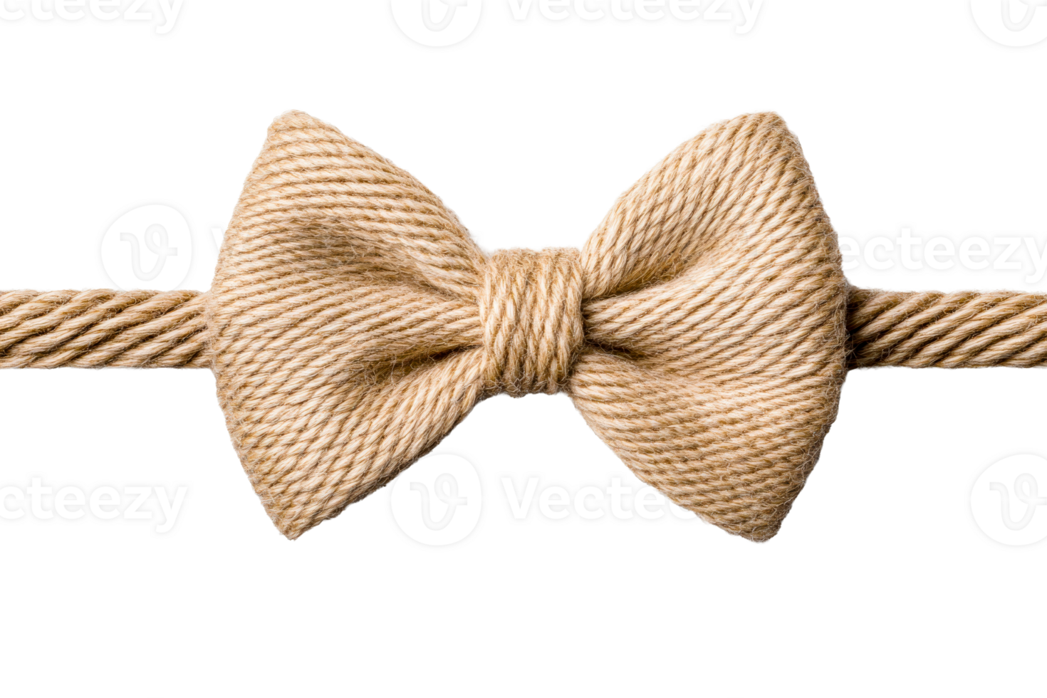Rope bow tie design with a neutral color on a transparent background png