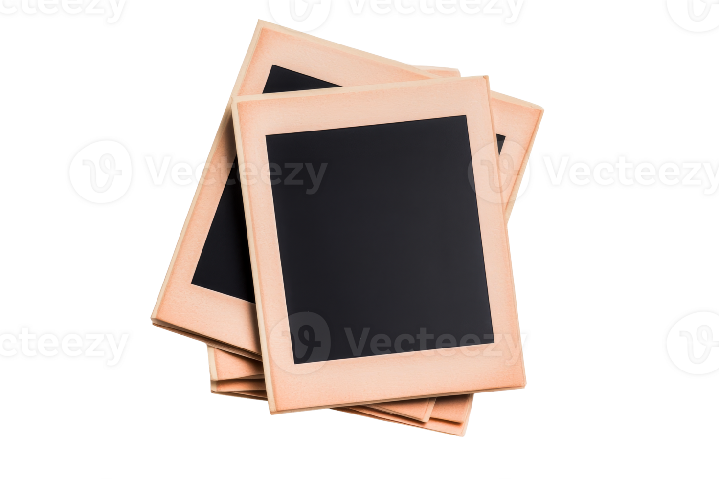 Stacked empty photo frames with a transparent background png