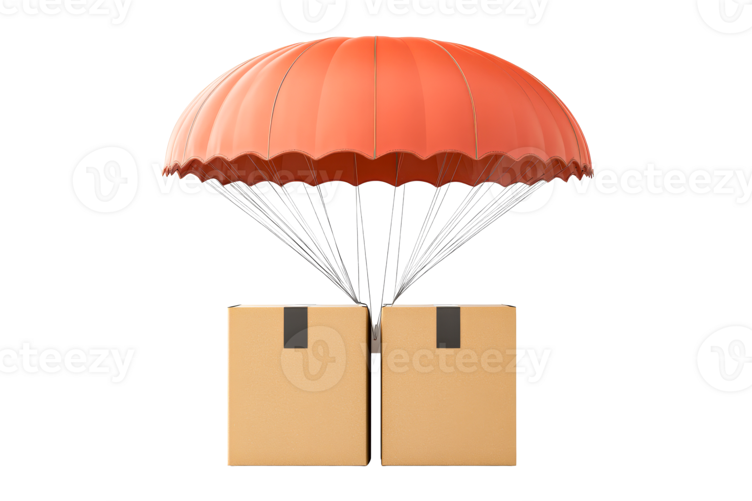 Package delivery using parachute with transparent background png