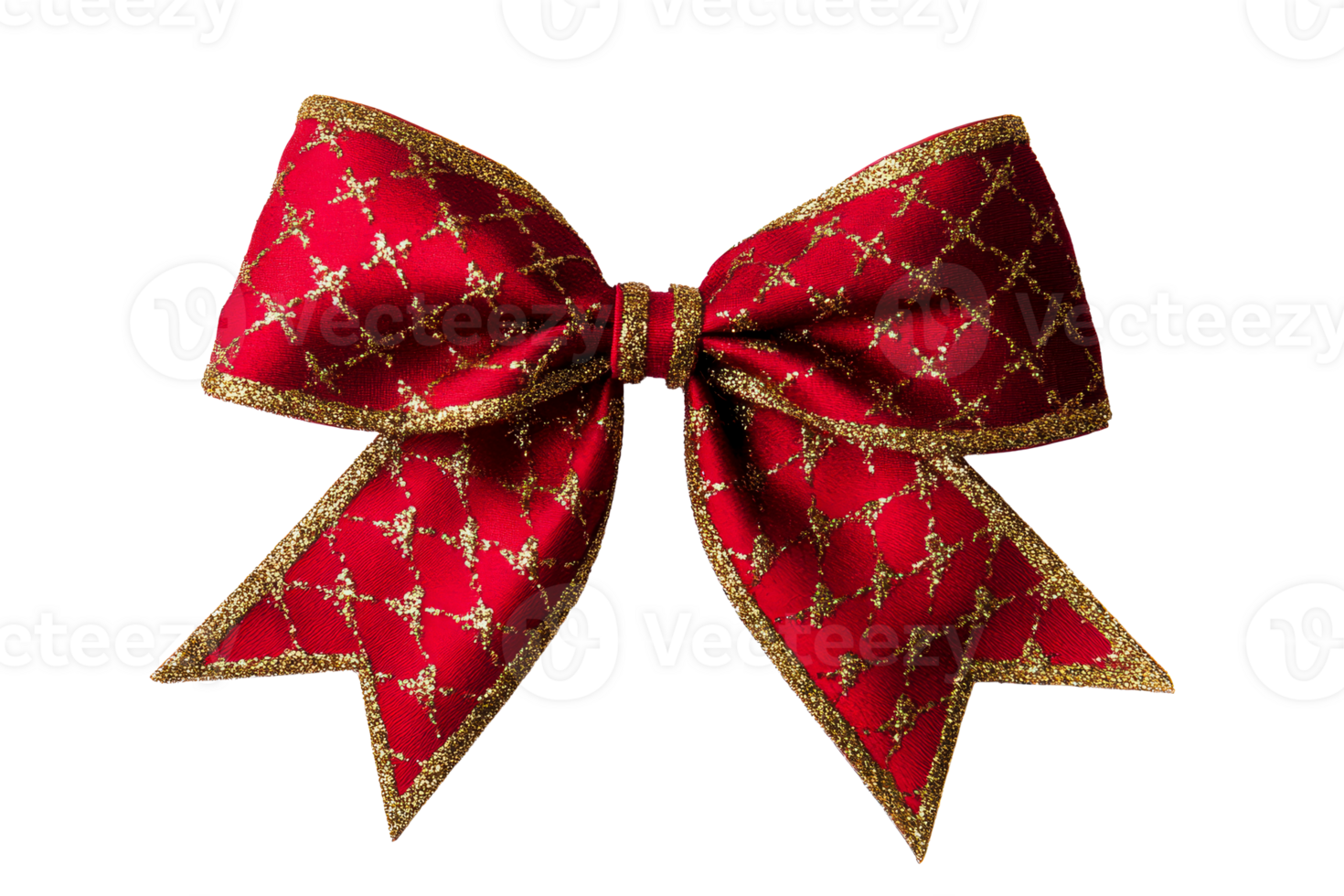 Bright red decorative bow with golden accents for festive occasions png