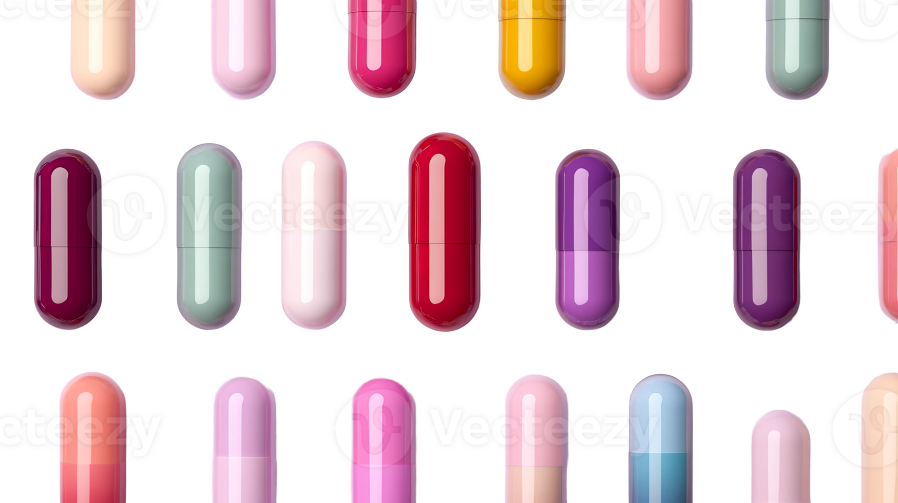 Colorful capsules in a seamless pattern on clear background png