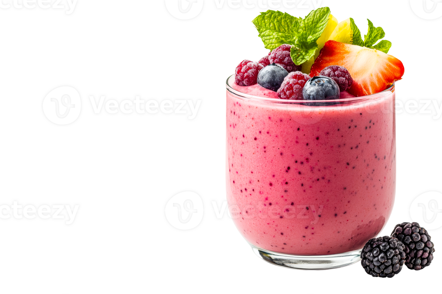Berry mint smoothie on a clear background png