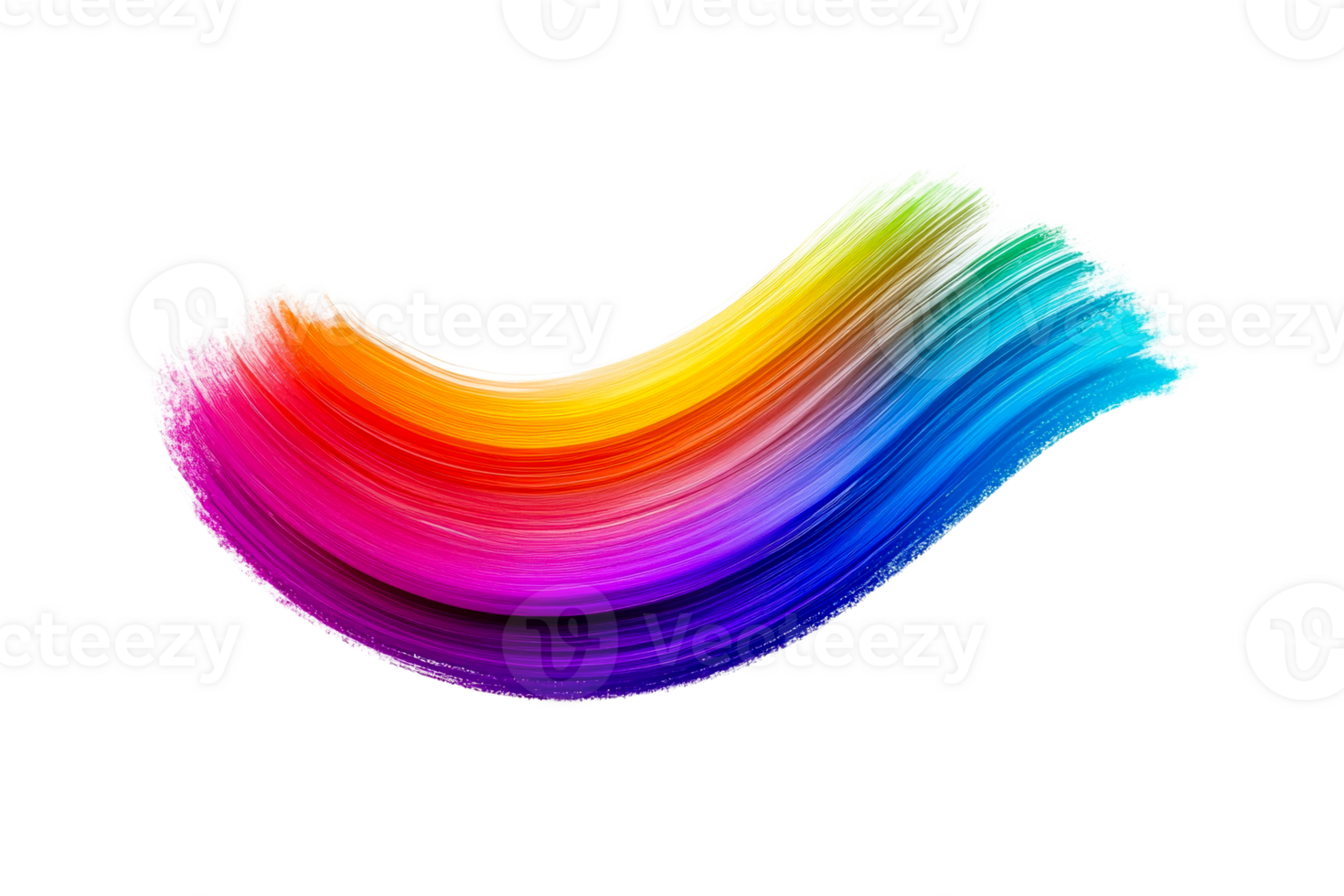 Colorful paint stroke with rainbow hues on a transparent background png