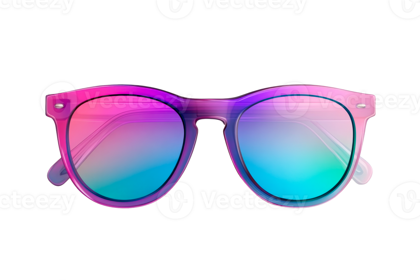 Stylish gradient sunglasses with colorful lenses and transparent frame png