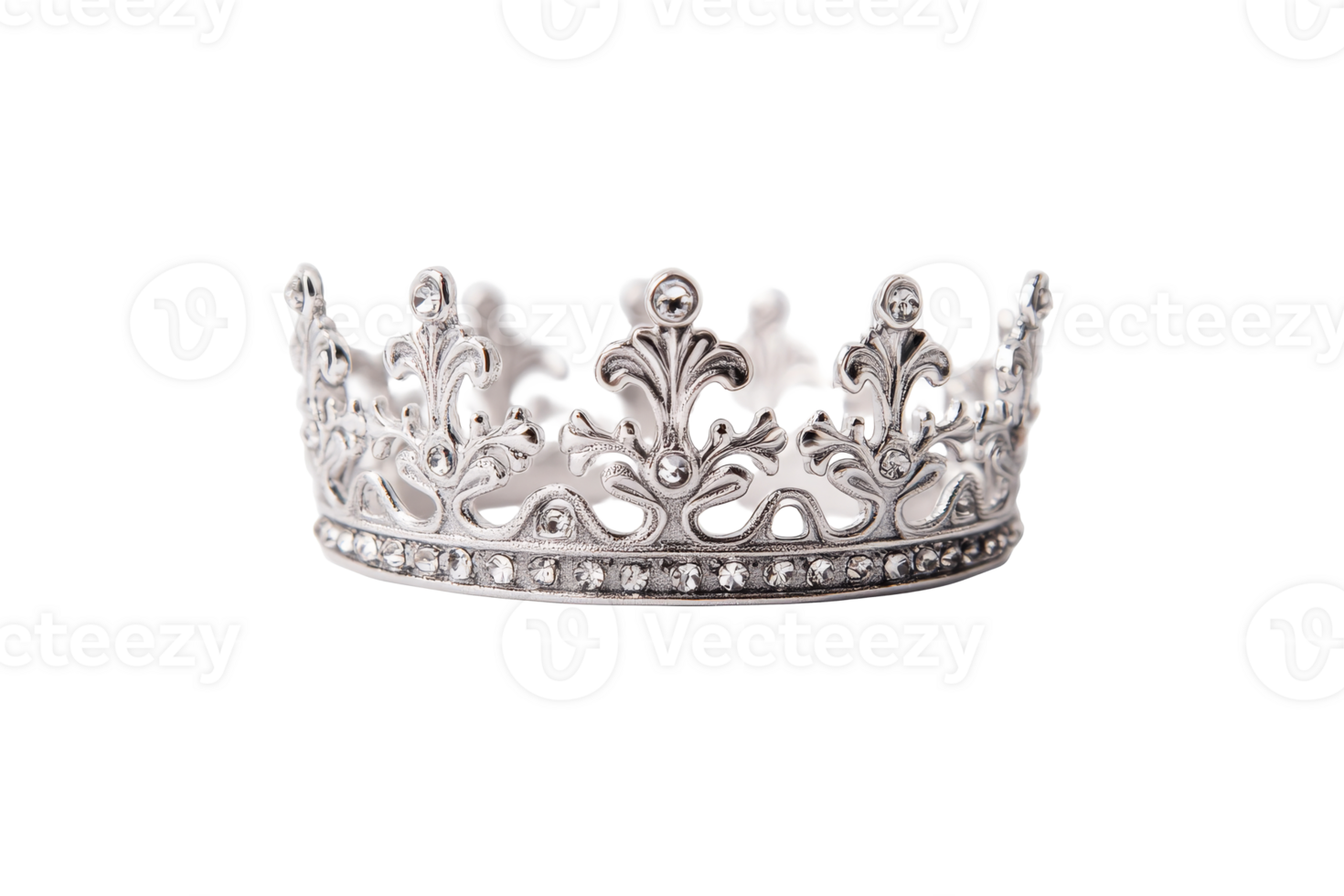 Elegant silver crown design with intricate detailing for pageants png