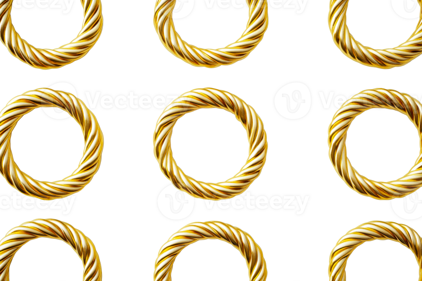 Gold twisted rope circles pattern on a clear background png