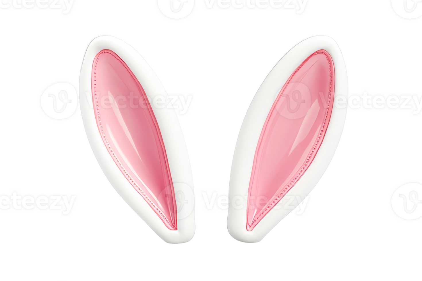 Cute pink and white bunny ears with transparent background png
