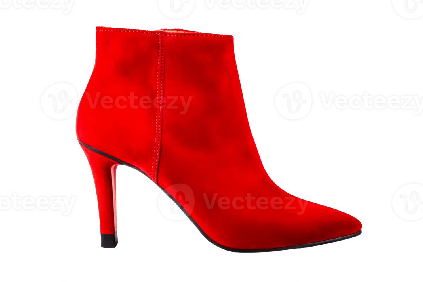 Stylish red high heel ankle boot in sleek design for fashion lovers png